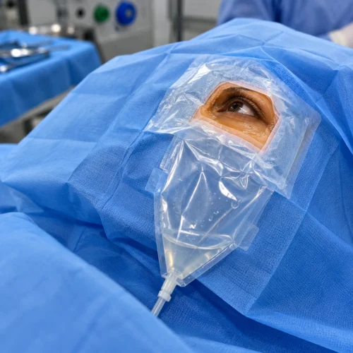 Eye Drape With Drain Pouch Manufacturer in Delhi, India | Safe Drapes